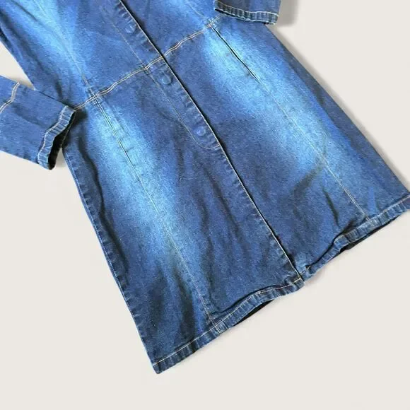 Arden B Denim Dress Jacket Women’s XS Longline Button Front 2000s Y2K Jean Dress - Picture 4 of 9